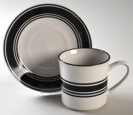 Casual Banded Black Flat Cup & Saucer Set
