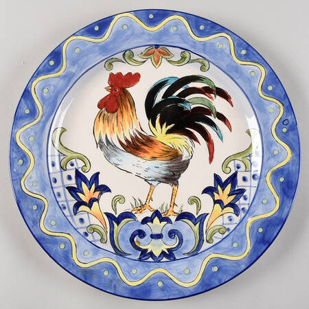 Blue Talavera Rooster 14" Chop Plate (Round Platter)