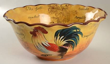Strolling Rooster 12" Round Serving Bowl