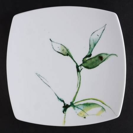 Leaf Sketch Square Salad Plate
