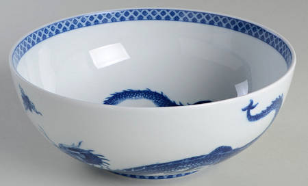 Blue Dragon (Blue Trim) 8" Round Vegetable Bowl