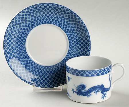 Blue Dragon (Blue Trim) Flat Cup & Saucer Set