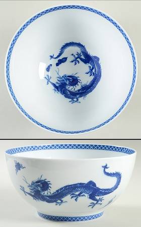 Blue Dragon (Blue Trim) 9" Round Vegetable Bowl