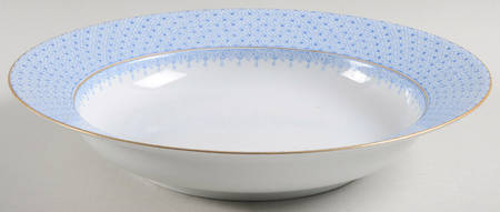 Cornflower Blue Lace Large Rim Soup Bowl