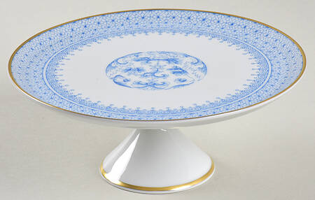 Cornflower Blue Lace 6" Diameter Pedestal Cake Stand