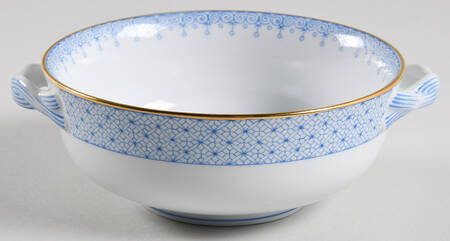 Cornflower Blue Lace Flat Cream Soup Bowl