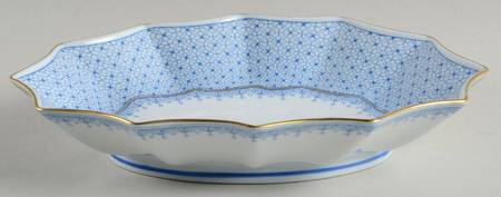 Cornflower Blue Lace Small Oval Fluted Dish