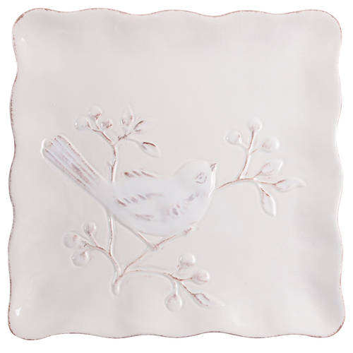 Cera Blanca Bird Square Dinner Plate