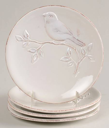 Cera Blanca Bird Salad Plate - Set of 4