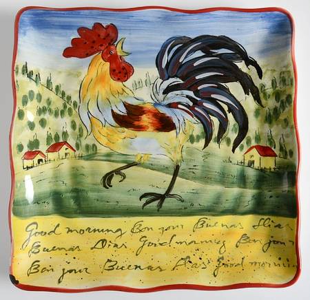 Cock-A-Doodle Square Salad Plate