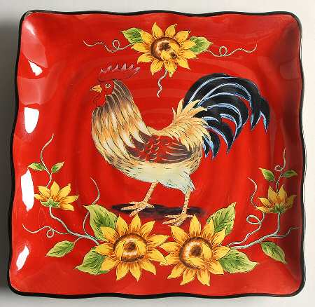 King Rooster Square Salad Plate