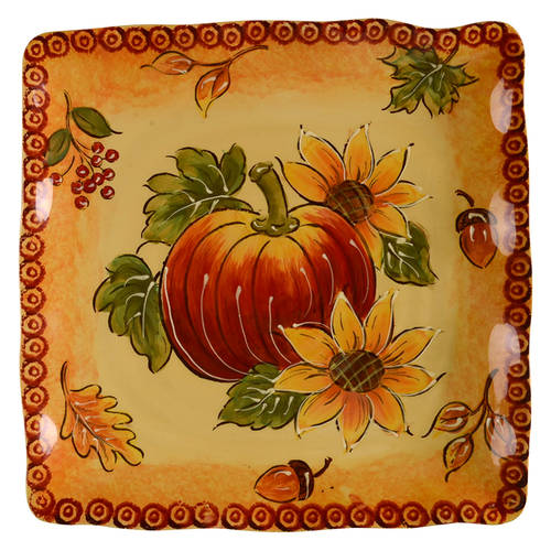 Pumpkin & Sunflower Square Dinner Plate