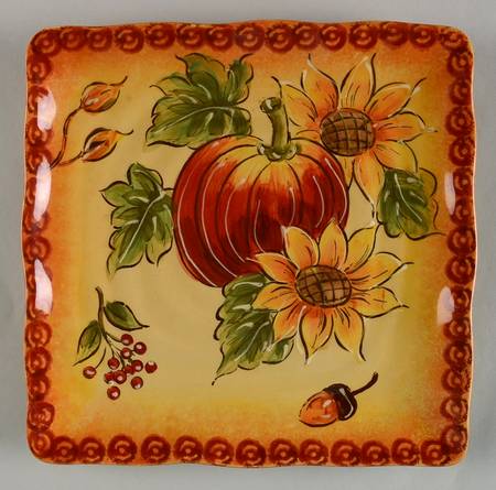 Pumpkin & Sunflower Square Salad Plate