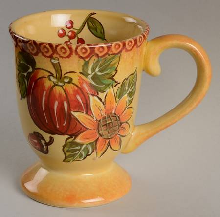 Pumpkin & Sunflower Footed Mug