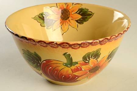 Pumpkin & Sunflower 8" Round Vegetable Bowl