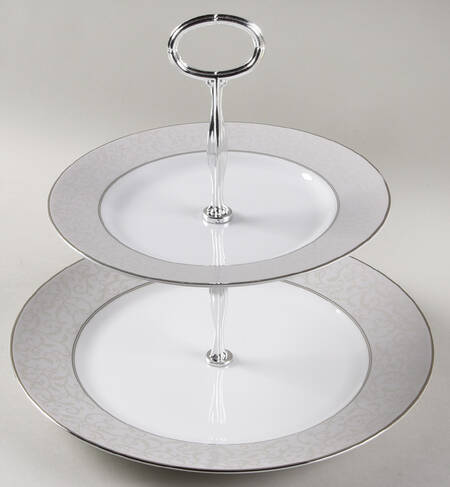 Parchment (China) 6 5/8"-10"  2 Tiered Serving Tray (Dp, Sp) HC