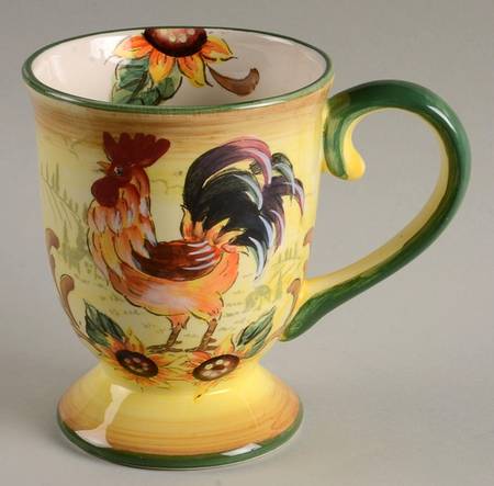 Village Rooster Sunflower Mug