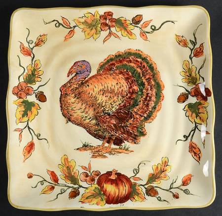 Acorns & Turkey Square Salad Plate