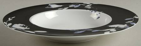 Midnight Bloom Large Rim Soup Bowl