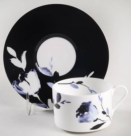 Midnight Bloom Flat Cup & Saucer Set