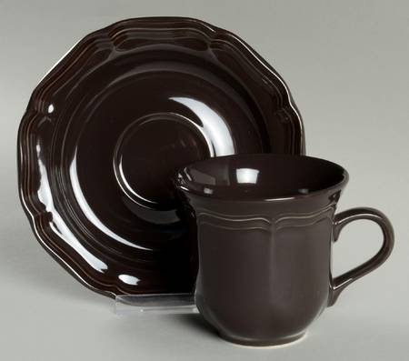 French Countryside Chocolate Flat Cup & Saucer Set