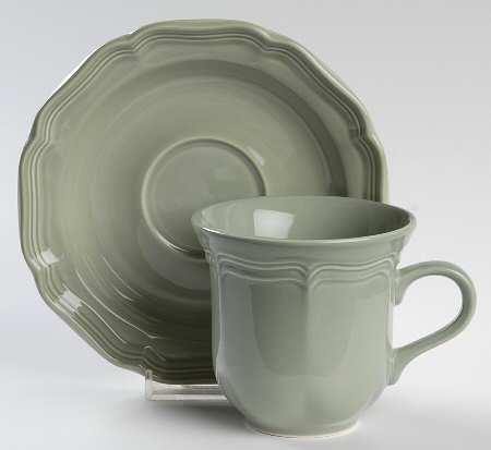 French Countryside Sage Green Flat Cup & Saucer Set