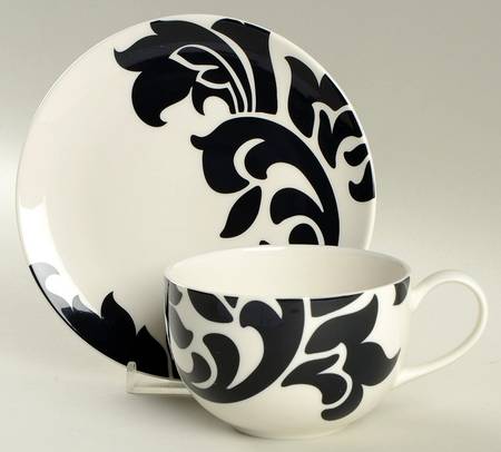 Lisbon Black Flat Cup & Saucer Set