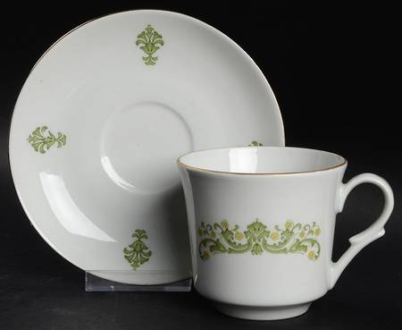 Danube (Yellow Green) Footed Cup & Saucer Set