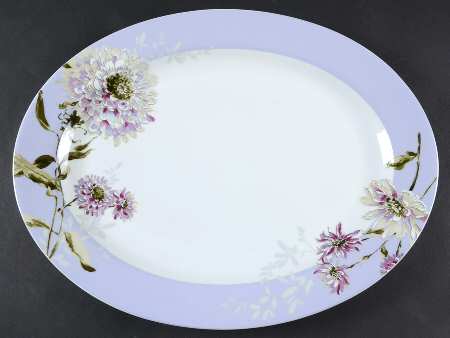 Silk Floral Lavender 16" Oval Serving Platter