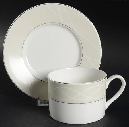 Pearl Elegance Flat Cup & Saucer Set