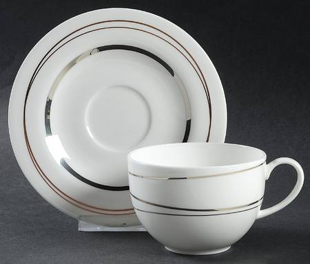 Silver Spheres Flat Cup & Saucer Set
