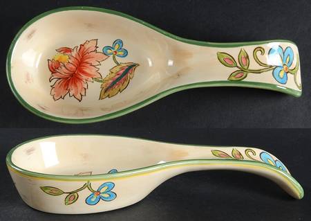 Vanilla Chintz Spoon Rest/Holder (Holds 1 Spoon)