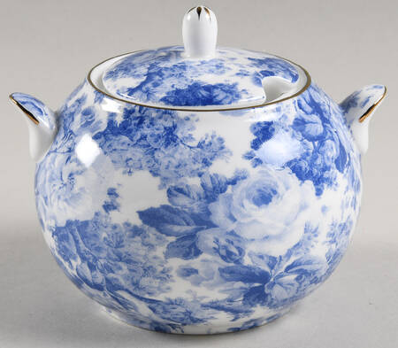 Antique Blue Sugar Bowl & Lid