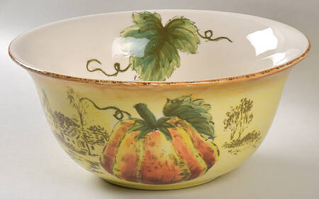 Pumpkin Fest (Yellow Body) 9" Round Serving Bowl