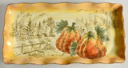 Pumpkin Fest (Yellow Body) 17" Rectangular Serving Platter