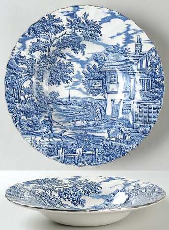 Hunter Blue (Platinum Trim) Rim Soup Bowl