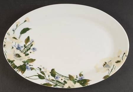 Linen Bloom 14" Oval Serving Platter