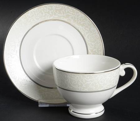 Parchment Ivory Footed Cup & Saucer Set