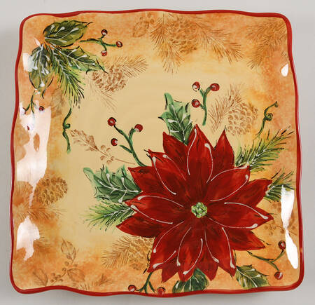Honey Poinsettia Square Dinner Plate