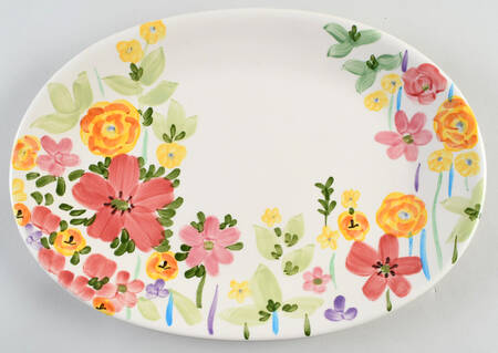 Group Floral 14" Oval Serving Platter