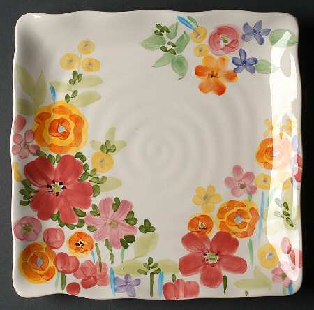 Group Floral Square Dinner Plate
