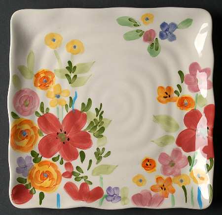 Group Floral Square Salad Plate