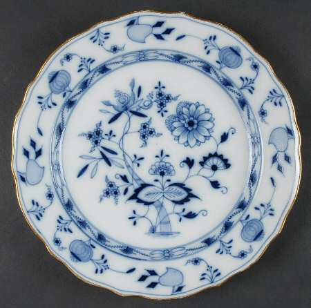 Blue Onion (Gold Trim, Oval Stamp) by Meissen (Germany)