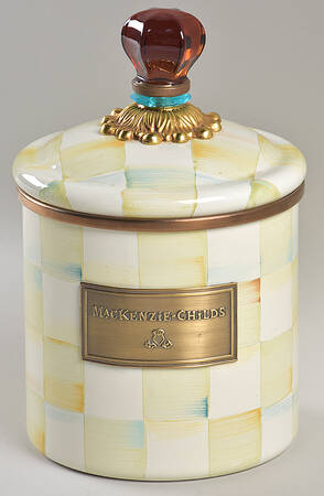 Parchment Check (Enamelware) Small Canister & Lid