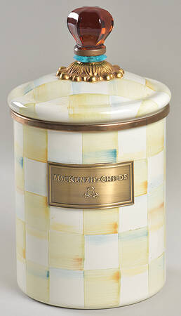 Parchment Check (Enamelware) Medium Canister & Lid