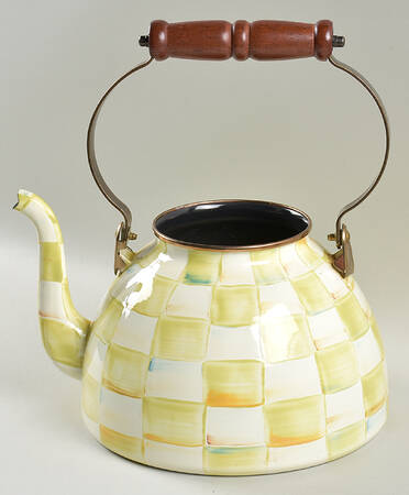 Parchment Check (Enamelware) Kettle No Lid