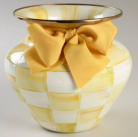 Parchment Check (Enamelware) 7" Vase