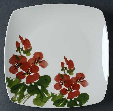 Geranium Square Salad Plate