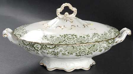 Minton Green Oval Covered Vegetable