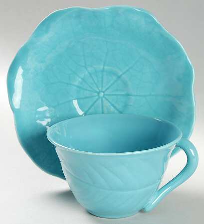 Lotus Aqua (First Series) Flat Cup & Saucer Set